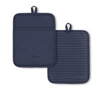 KitchenAid Ribbed Soft Silicone Pot Holder 2-Pack Set, Ink Blue, 7"x9"