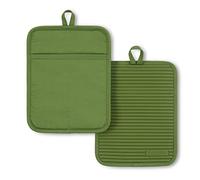 KitchenAid Ribbed Soft Silicone Pot Holder 2-Pack Set, Matcha, 7"x9"