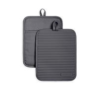 KitchenAid Ribbed Soft Silicone Pot Holder Set Charcoal Grey 7""""x9""""