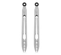 KitchenAid Set of 2 Stainless Steel Tongs with Scalloped Edges Easy Lock Dishwasher Safe Durable and Versatile Silver 7 Inch