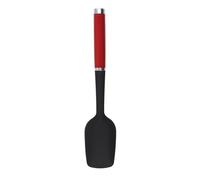 KitchenAid Silicone Spoon Spatula - Empire Red | Angled, narrow profile scrapes tight container corners, while heat-safe construction protects nonstick cookware up to 315°C.