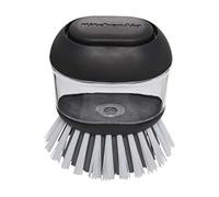 KitchenAid Soap Dispensing Palm Brush with Built in Easy to Fill Soap Dispenser, Non Slip Grip for Easy Cleaning, Safe on Non Stick Cookware, 2.95 x 2.17 x 3.54 inches, Black