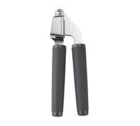 KitchenAid Soft Grip Garlic Press - Charcoal Grey | Ergonomic handle provides a comfortable, secure grip while pressing fresh cloves directly into commercial recipes.