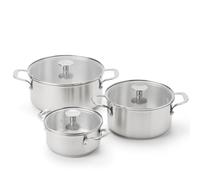 KitchenAid Stainless Steel 3-Piece Cookware Set 16, Induction | Stainless steel base with aluminium core, drip-free rim, induction-ready, oven safe to 220°C, dishwasher safe