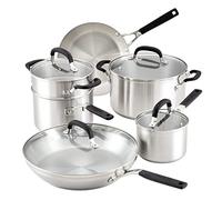 KitchenAid Stainless Steel Cookware/Pots and Pans Set, 10 Piece, Brushed Stainless Steel
