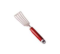 KitchenAid Stainless Steel Flex Turner - Empire Red | Slotted head easily slides under delicate food, with a comfortable grip for control during commercial kitchen use.