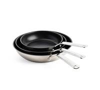 KitchenAid Stainless Steel PFAS-Free Ceramic Non-Stick 3-Piece Frying Pan Skillet Set 20 cm, 24 cm and 28 cm, Induction, Oven Safe, Silver