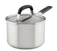 KitchenAid Stainless Steel Saucepan with Measuring Marks and Lid, 2 Quart, Brushed Stainless Steel