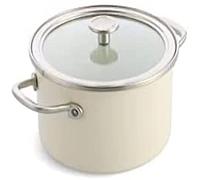 KitchenAid Steel Core Enamel 20 cm/3.7 Litre Casserole with Lid, German Engineered Enamel, Induction, Oven Safe, Almond Cream