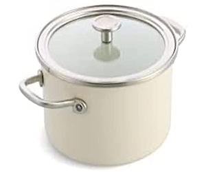 KitchenAid Steel Core Enamel 20 cm/3.7 Litre Casserole with Lid, German Engineered Enamel, Induction, Oven Safe, Almond Cream
