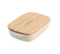 KitchenAid Stoneware Baker with Bamboo Lid, Oven & Dishwasher Safe in Cream | Size: Small KitchenAid Cream Small