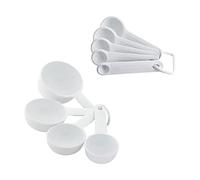 KitchenAid Universal Easy To Read Measuring Cup and Spoon Set with Soft Grip Handle for Maximum Control, Hang Hole and Nesting For Easy Storage, Dishwasher Safe, 9 Piece, White