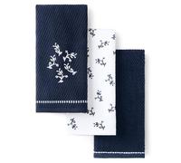 KitchenAid Vintage Florals Collector Series Embroidered Kitchen Towel 3-Pack Set, Absorbent 100% Cotton, Dual-Purpose, Ink Blue, 18"x28"