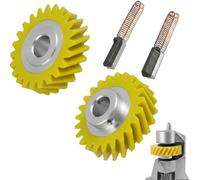 KitchenAid W10112253 Mixer Worm Gear Replacement - 2 Pack with 2 Carbon Brushes - Compatible with 4.5-Quart and 5-Quart Stand Mixers - Yellow Identification Gear