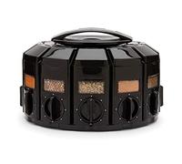 KitchenArt Spice Rack Select-A-Spice Auto-Measure Carousel 12 Compartments Black 8.75 x 8.75 x 6 inches
