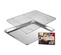 KITCHENATICS Jelly Roll Aluminum Baking Tray with 304 Stainless Steel Cooling, Baking & Roasting Wire Rack Set- 27 cm x 39.62 cm Heavy Duty Quality, Oven Safe and Non Toxic