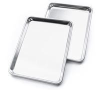 KITCHENATICS Jelly Roll Size Baking Sheet Pans, Commercial Quality Aluminum Cookie Sheets for Roasting & Baking, Rimmed Nonstick Sheet Pans - Warp Free, Durable & Easy Clean - 10.6 x 15.6 IN, Set of 2