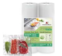 KitchenBoss 2 Packs Vacuum Sealer Rolls Bags, 28 cm x 600 cm Large Embossed BPA-Free Food Storage Bag, Suitable for Vacuum Machines and Sous Vide