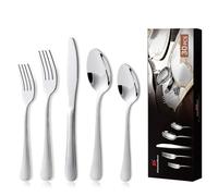 KitchenBoss 30-Piece Cutlery Set for 6 People: Stainless Steel, 6 Sets, 30 Pieces, Dishwasher-Safe, Silver
