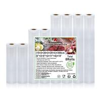 KitchenBoss Food Vacuum Bag Rolls: BPA Free Foil Bags for Vacuum Sealer, 8 Rolls 15 x 2/20 x 2/28 x 4/x 300 cm