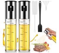 KitchenBoss Olive Oil Spray Bottle 2 Pack, 100ml Oil Sprayer for Cooking Air Fryer with Brush and Funnel for Air Fryer, Baking, Grilling
