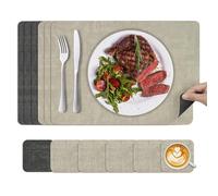 KitchenBoss Washable Place Mats and Coasters Set of 6 Double-Sided Place Mats for Dining Tables and Desks 43 x 30 cm