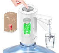 KitchenBoss Water Dispenser Pump Bottles: Water Bottles 1-5 Gallons, Electric Water Dispenser USB Charging, White