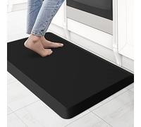 KitchenClouds Kitchen Mat Cushioned Anti Fatigue Kitchen Rug Non Slip Standing Mat Comfort Floor Mats for Sink Office (17.3"x28"- 0.75inch,Black)