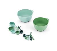 KitchenCraft 12pc Stackable Mixing Bowl and Measuring Set, Green and Blue