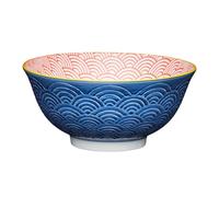 KitchenCraft 16cm Blue Arched Pattern Ceramic Bowl