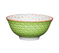 KitchenCraft 16cm Bright Green Geometric Print Ceramic Bowl