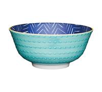 KitchenCraft 16cm Contrasting Blue Chevron and Spotty Ceramic Bowl