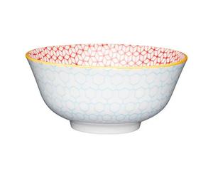 KitchenCraft 16cm Geometric Blue Ceramic Bowl