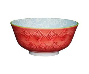 KitchenCraft 16cm Leaf Print and Terracotta Look Ceramic Bowl