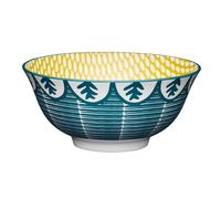 KitchenCraft 16cm Leafy Green Print Ceramic Bowl