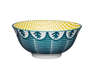 KitchenCraft 16cm Leafy Green Print Ceramic Bowl