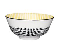 KitchenCraft 16cm Moroccan Style Yellow Stripe Ceramic Bowl