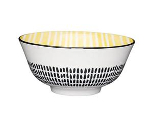 KitchenCraft 16cm Moroccan Style Yellow Stripe Ceramic Bowl