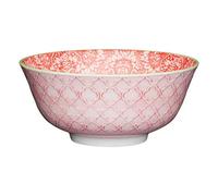KitchenCraft 16cm Red and Pink Victorian Style Ceramic Bowl