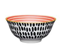 KitchenCraft 16cm Ceramic Bowl Red Swirl and Black Spots