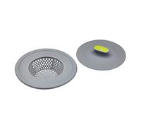 KitchenCraft 2-in-1 Plastic Plug and Sink Strainer, 11.5 cm (4.5") - Grey / Green