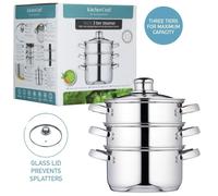 KitchenCraft Stainless Steel Three Tier 16cm Steamer