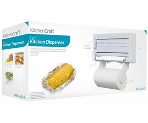 KitchenCraft 3-in-1 Paper Towel, Foil & Cling Film Dispenser Wall Mount Holder