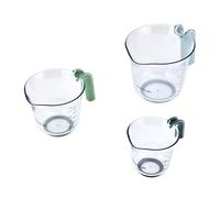 KitchenCraft 3 Piece Nesting Measuring Jugs Set with Green and Blue Handles, Space-Saving Stackable Jugs for Dry and Liquid Ingredients, Cooking, Baking, Serving