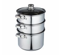 KitchenCraft 3 Tier Food Steamer 20cm Stainless Steel Silver KCCVSTEAM20