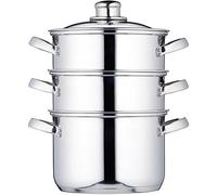 KitchenCraft 3 Tier Food Steamer Pan/Stock Pot in Gift Box, Induction Safe, Stainless Steel, 18 cm (7"), Silver