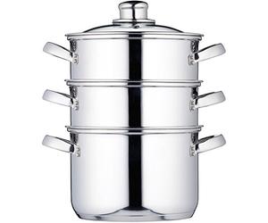 KitchenCraft 3 Tier Food Steamer Pan/Stock Pot in Gift Box, Induction Safe, Stainless Steel, 18 cm (7")