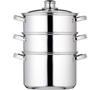 KitchenCraft 3 Tier Food Steamer Pan/Stock Pot in Gift Box, Induction Safe, Stainless Steel, 20 cm, Silver