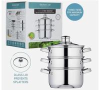 KitchenCraft Stainless Steel Three Tier 16cm Steamer