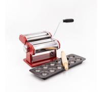 KitchenCraft 3pc Pasta Making Set with Red Stainless Steel Pasta Maker Kitchencraft Red